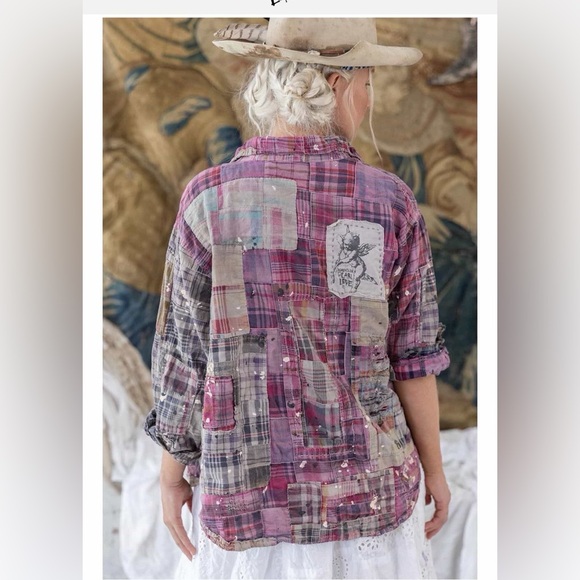 Magnolia Pearl Pink Madras Kelly Shirt EUC - Picture 2 of 5